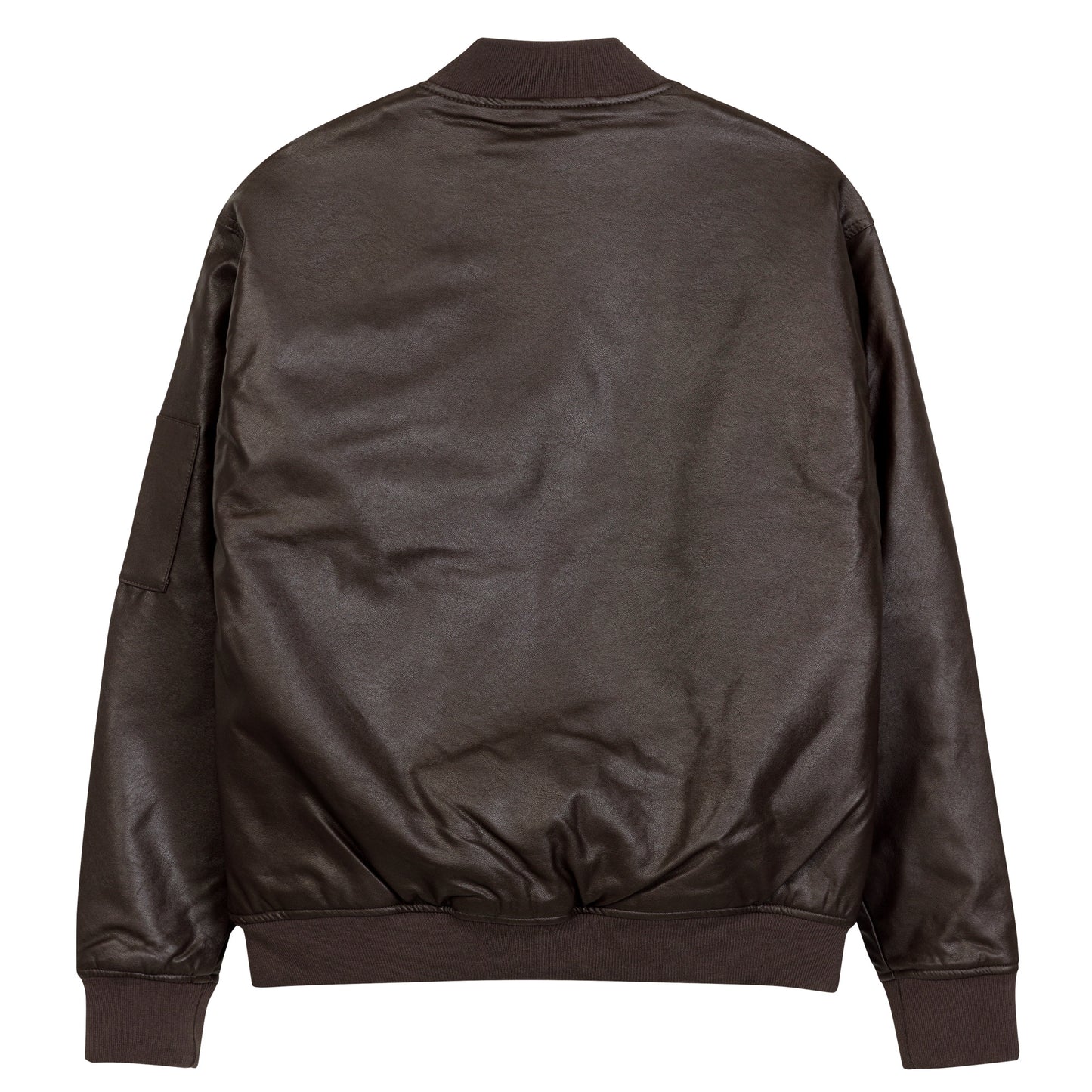 Leather embroidered "go" logo bomber jacket