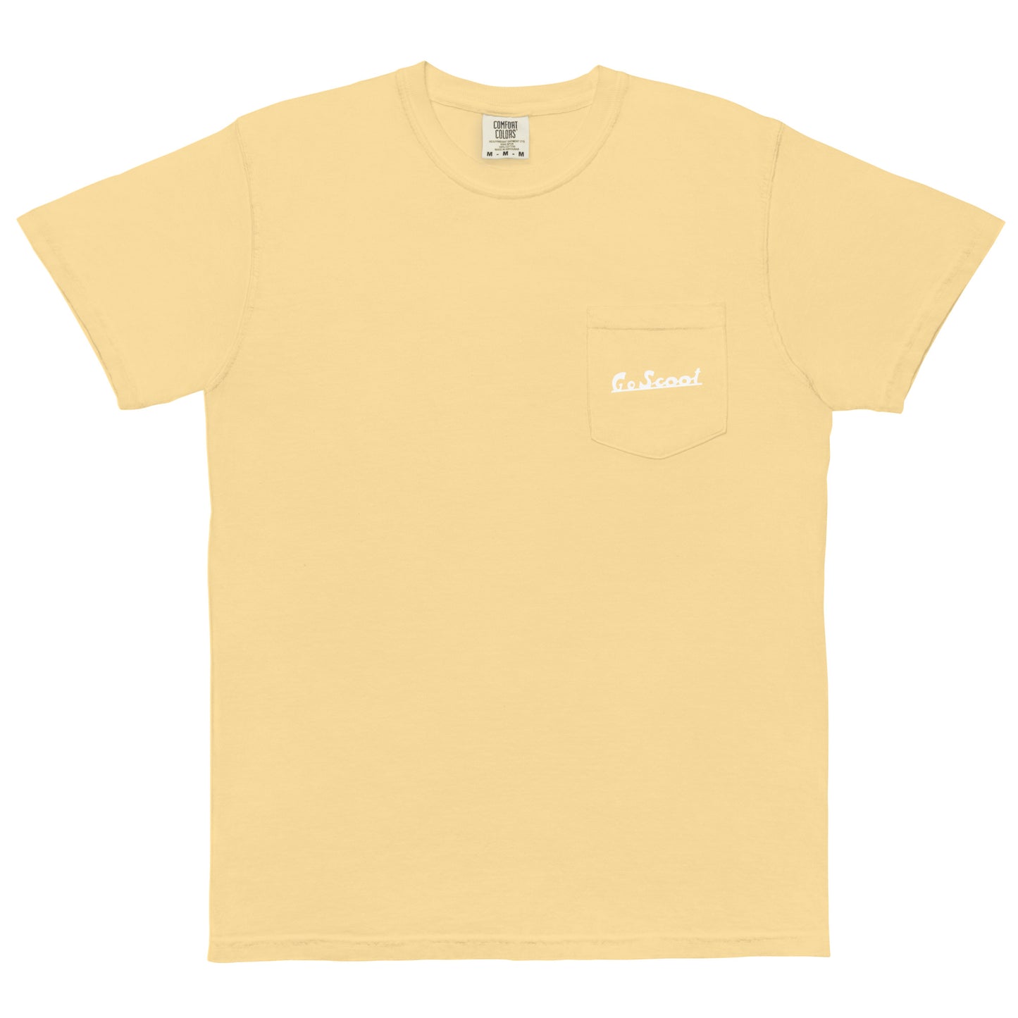 Unisex white print "Go Scoot" pocket t-shirt