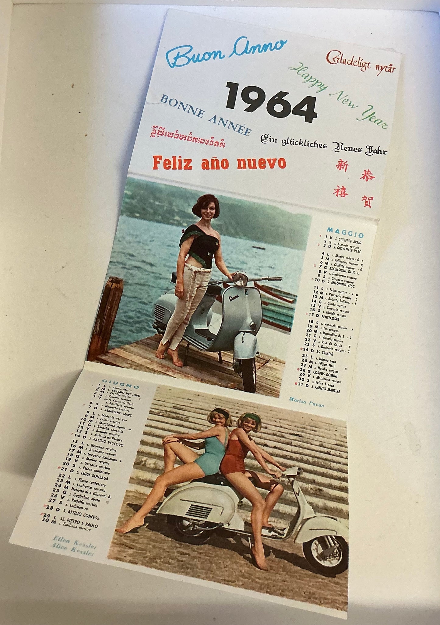 Vespa original mini calendar, original rare 1964 item