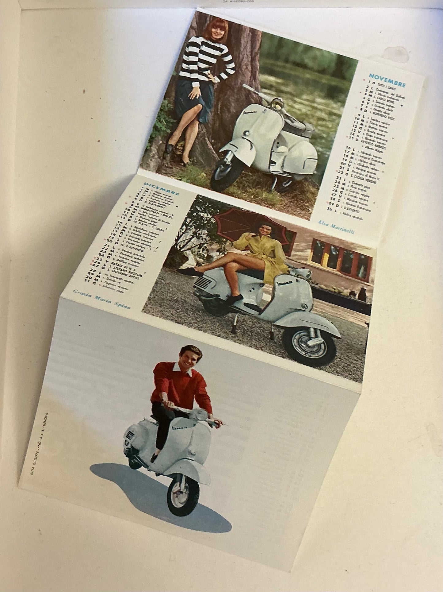 Vespa original mini calendar, original rare 1964 item
