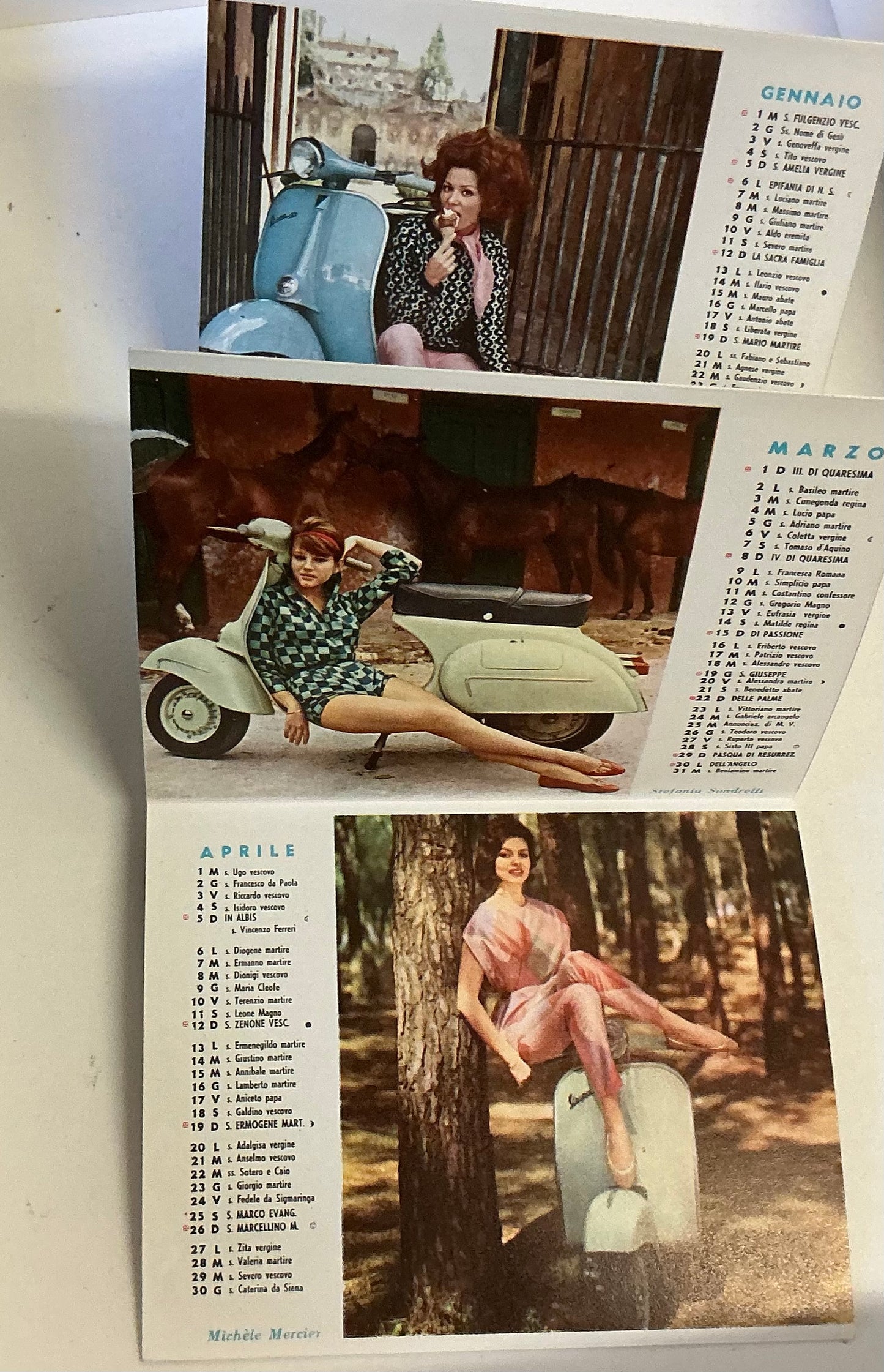 Vespa original mini calendar, original rare 1964 item