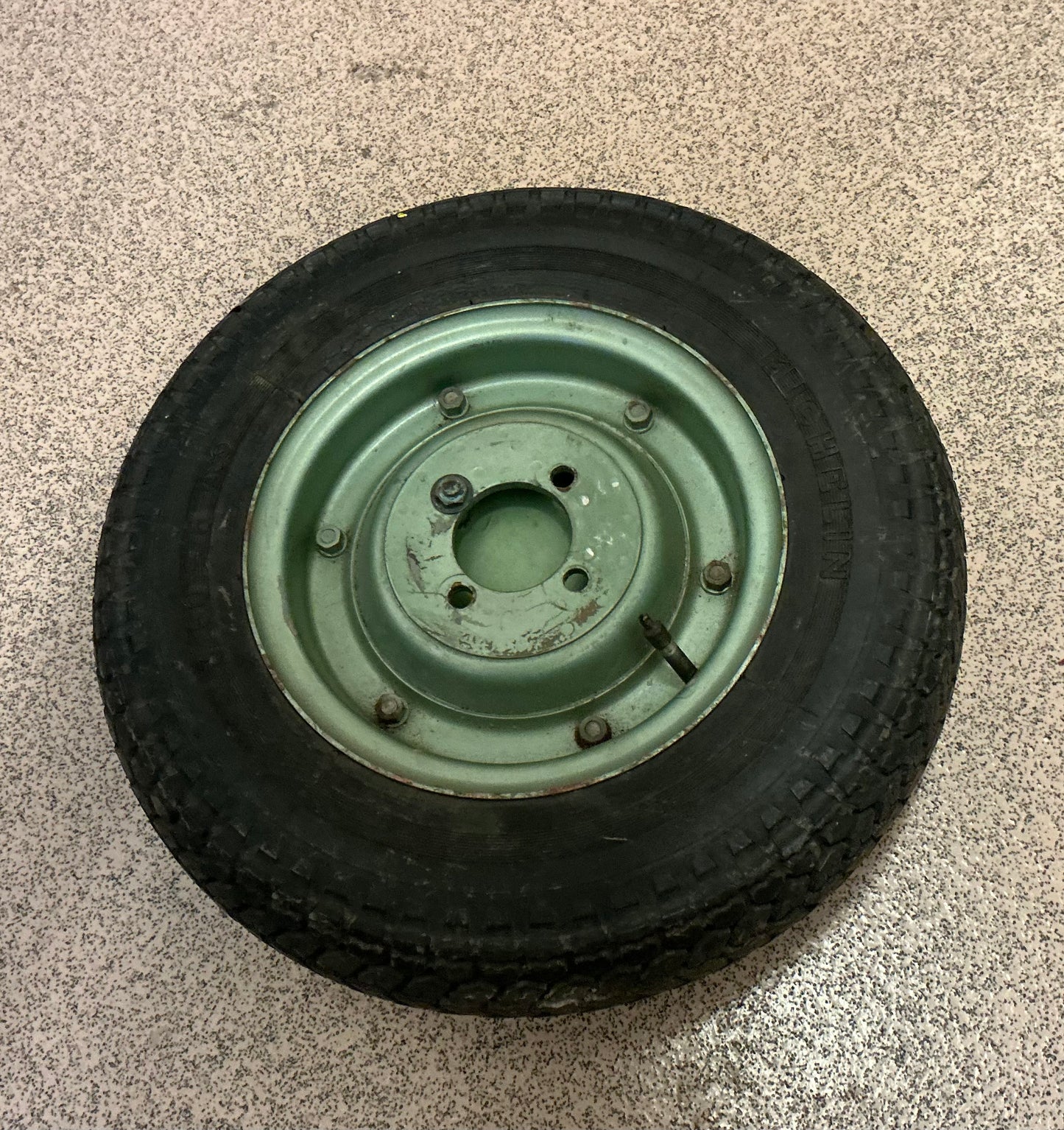 Vespa original 8 inch auxiliary fuel tank and spare wheel