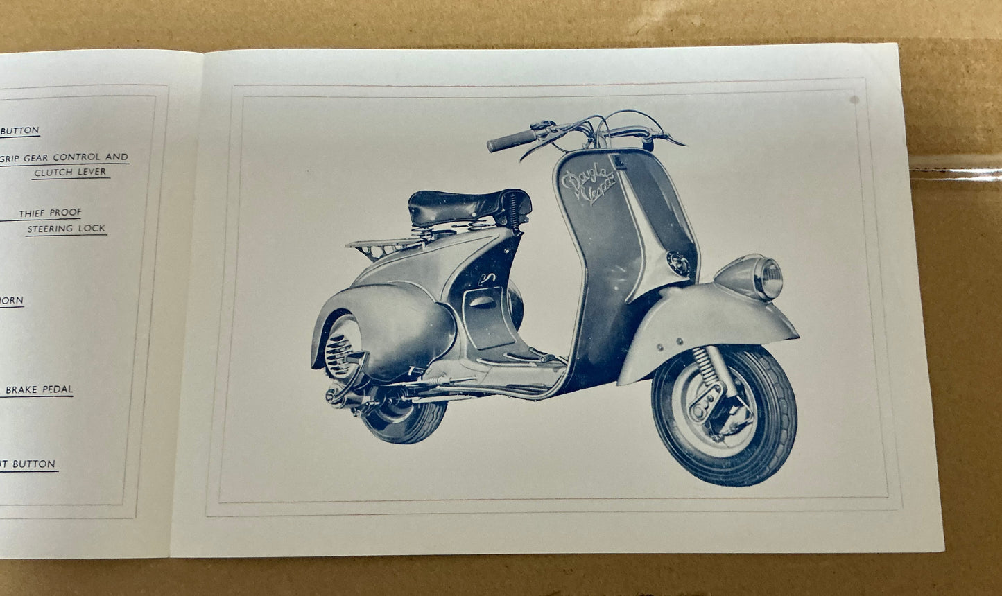 Vespa Douglas, original 1949 first 4 page leaflet, mega rare