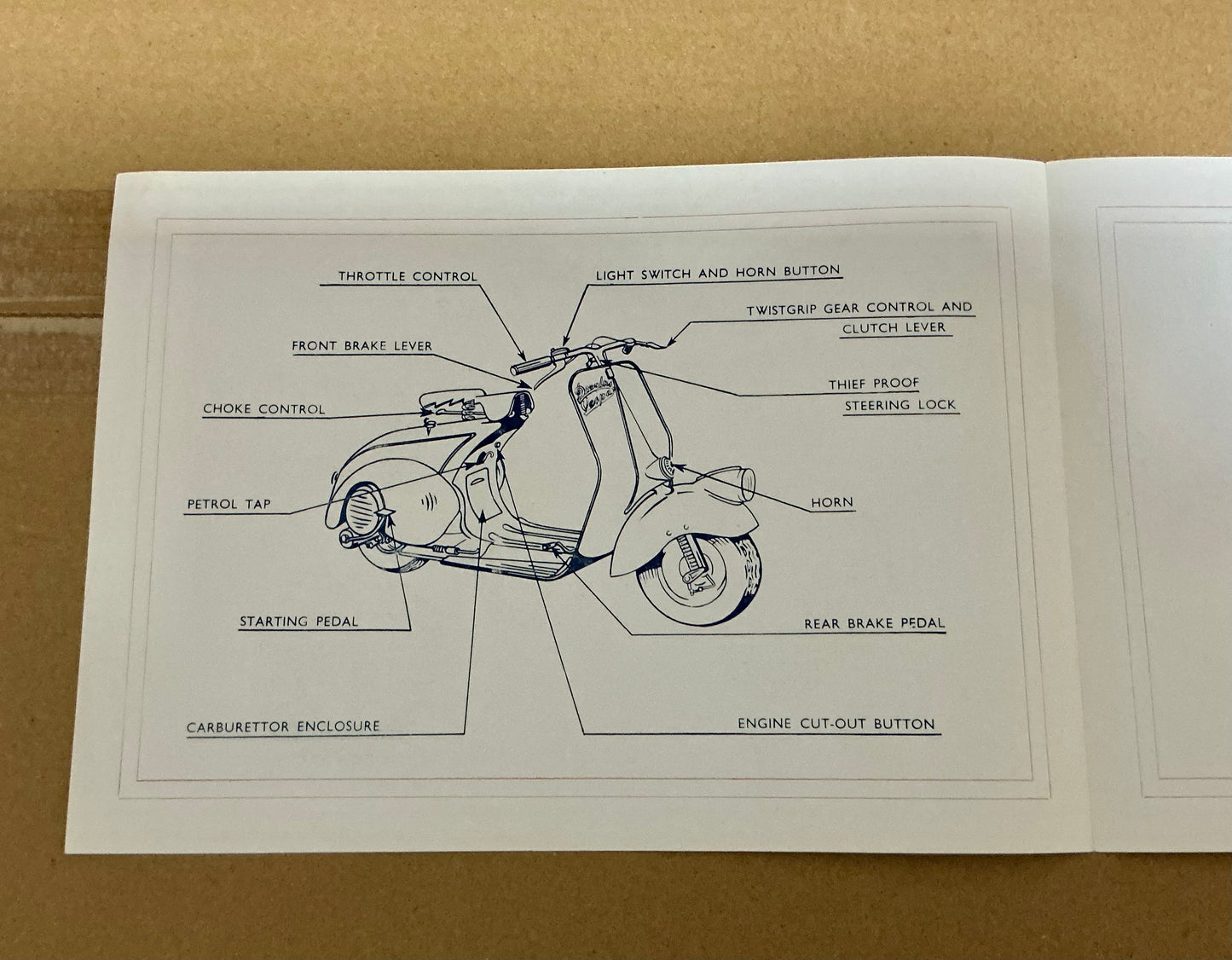 Vespa Douglas, original 1949 first 4 page leaflet, mega rare