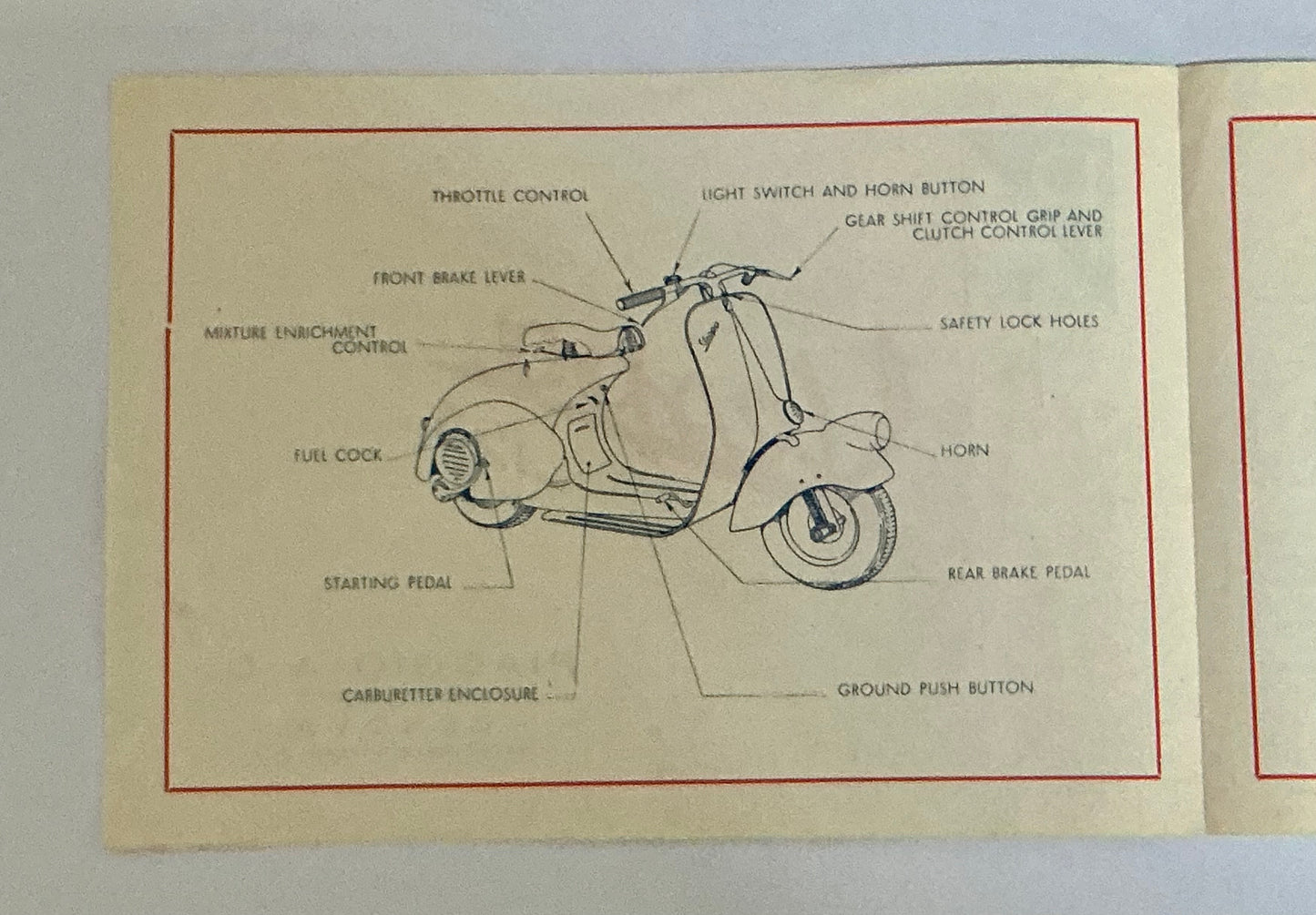 Vespa Piaggio, 1948 very rare original 4 sided leaflet in English