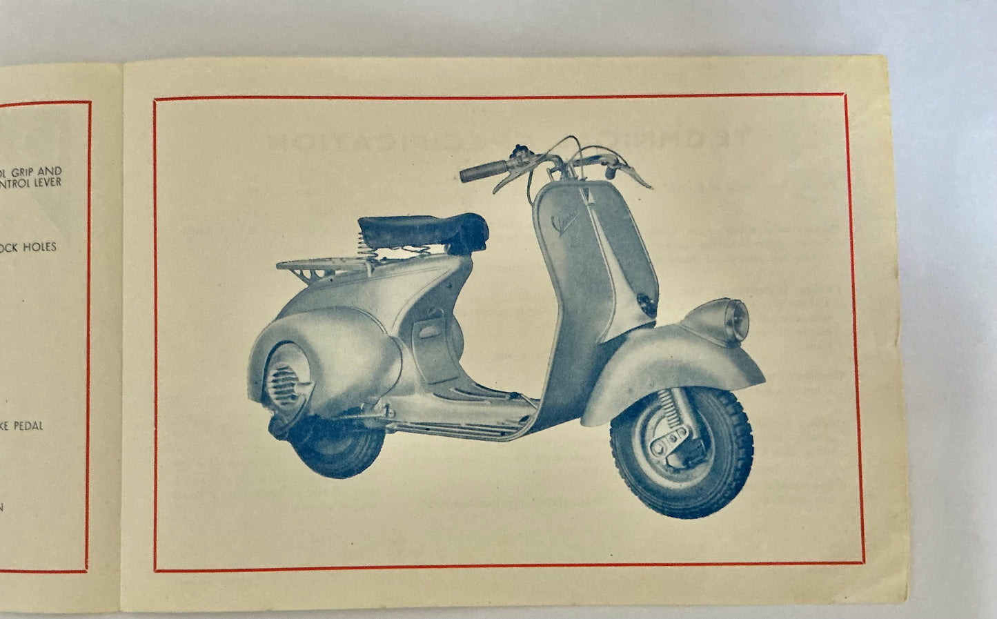 Vespa Piaggio, 1948 very rare original 4 sided leaflet in English