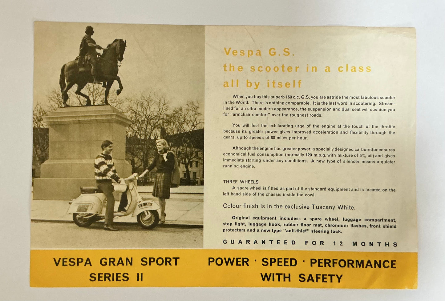 Vespa GS160 original 2 sided sales leaflet