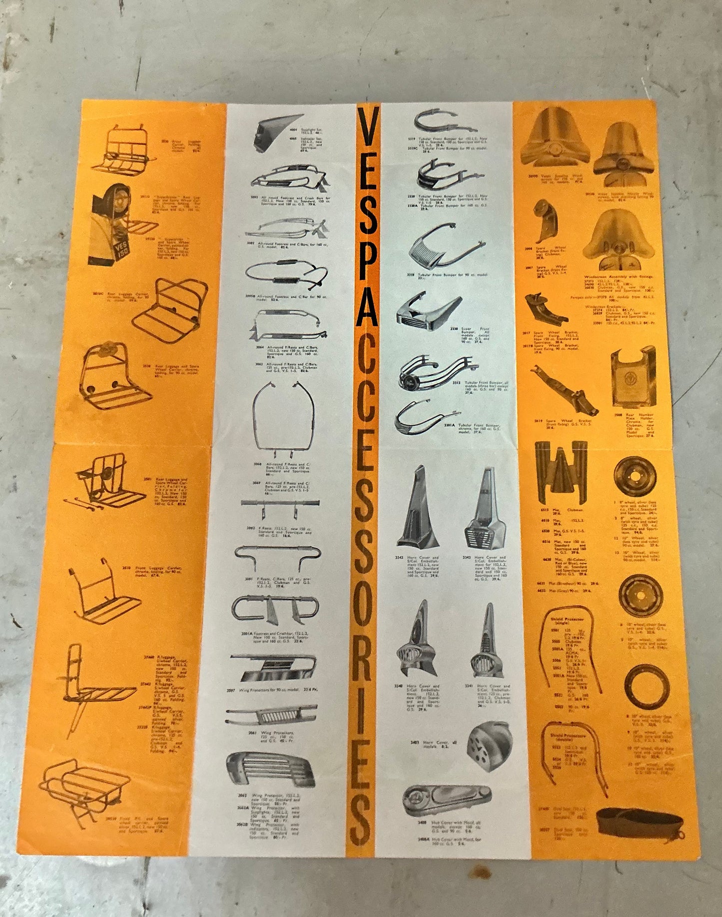 Vespa Douglas 1964 original accessory brochure/poster