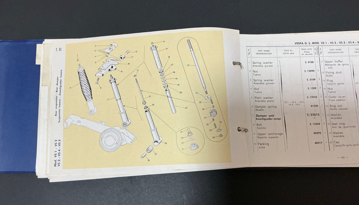 Vespa GS160/SS Cataloque of spares parts, over 230 pages, incl post UK