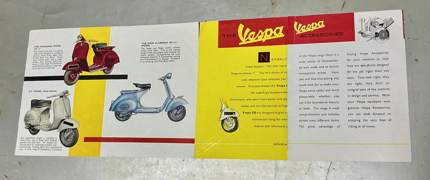 Vespa original 1958 brochure, incl GS150, Clubman & 125 standard