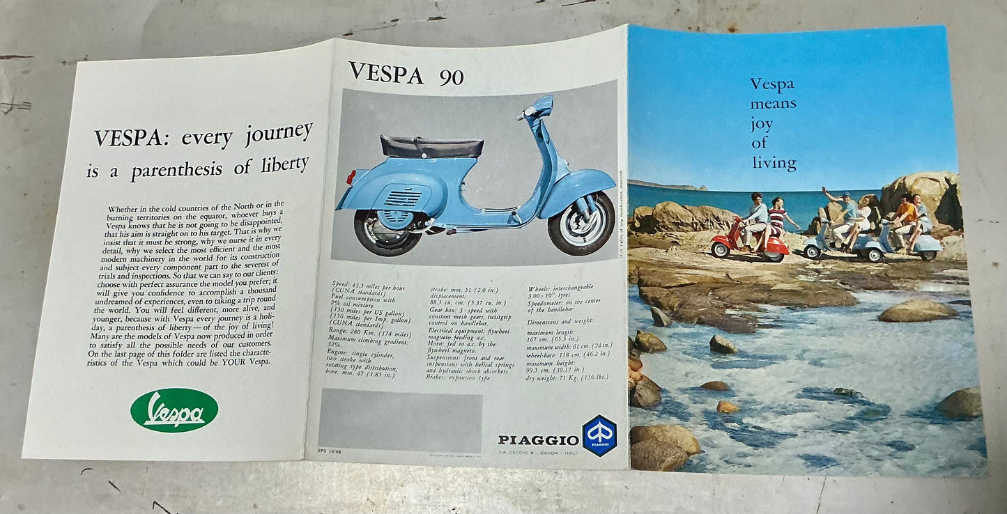 Vespa original V90 brochure in good condition