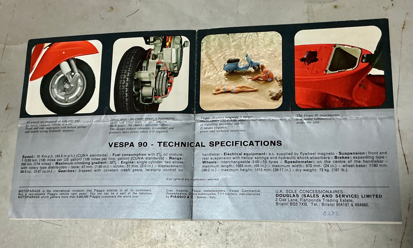 Vespa original V90 4 page sales leaflet