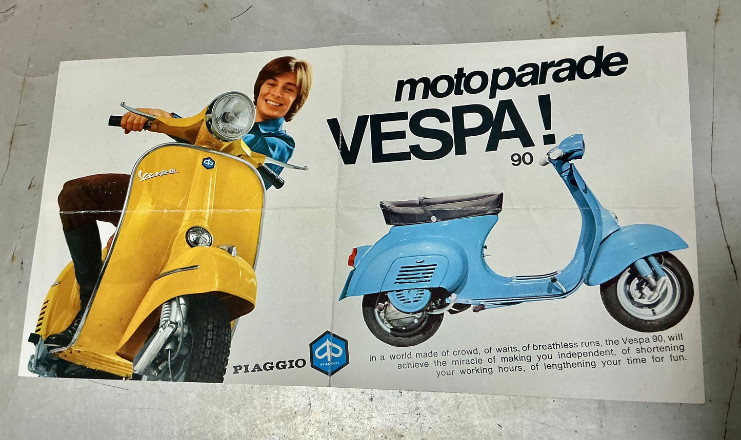 Vespa original V90 4 page sales leaflet