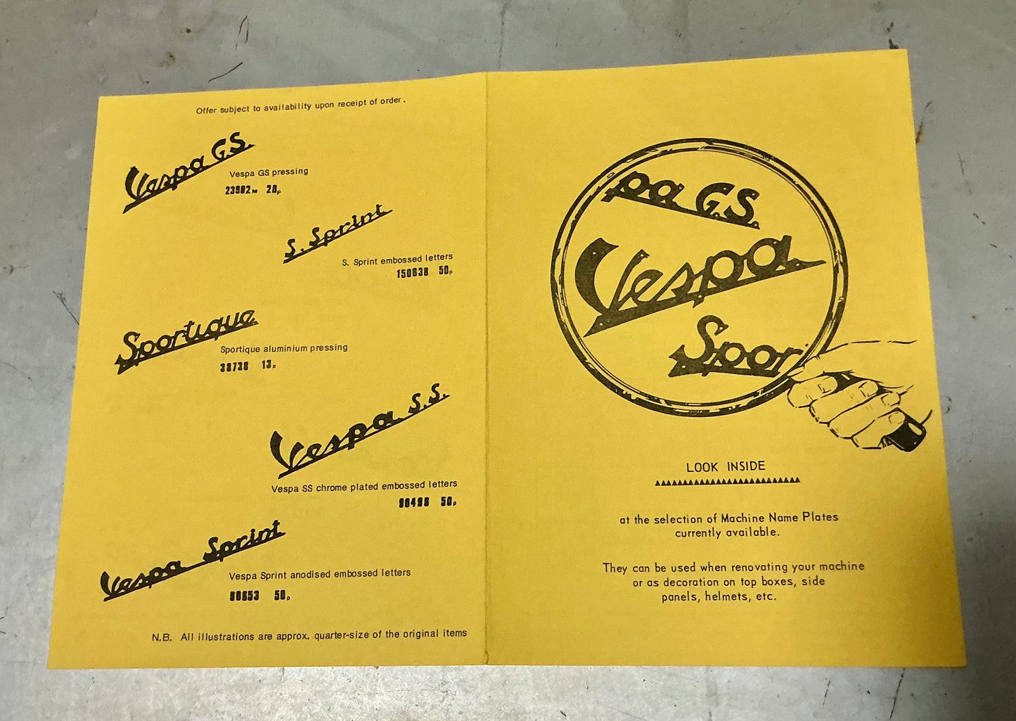 Vespa Douglas original badge leaflet ,