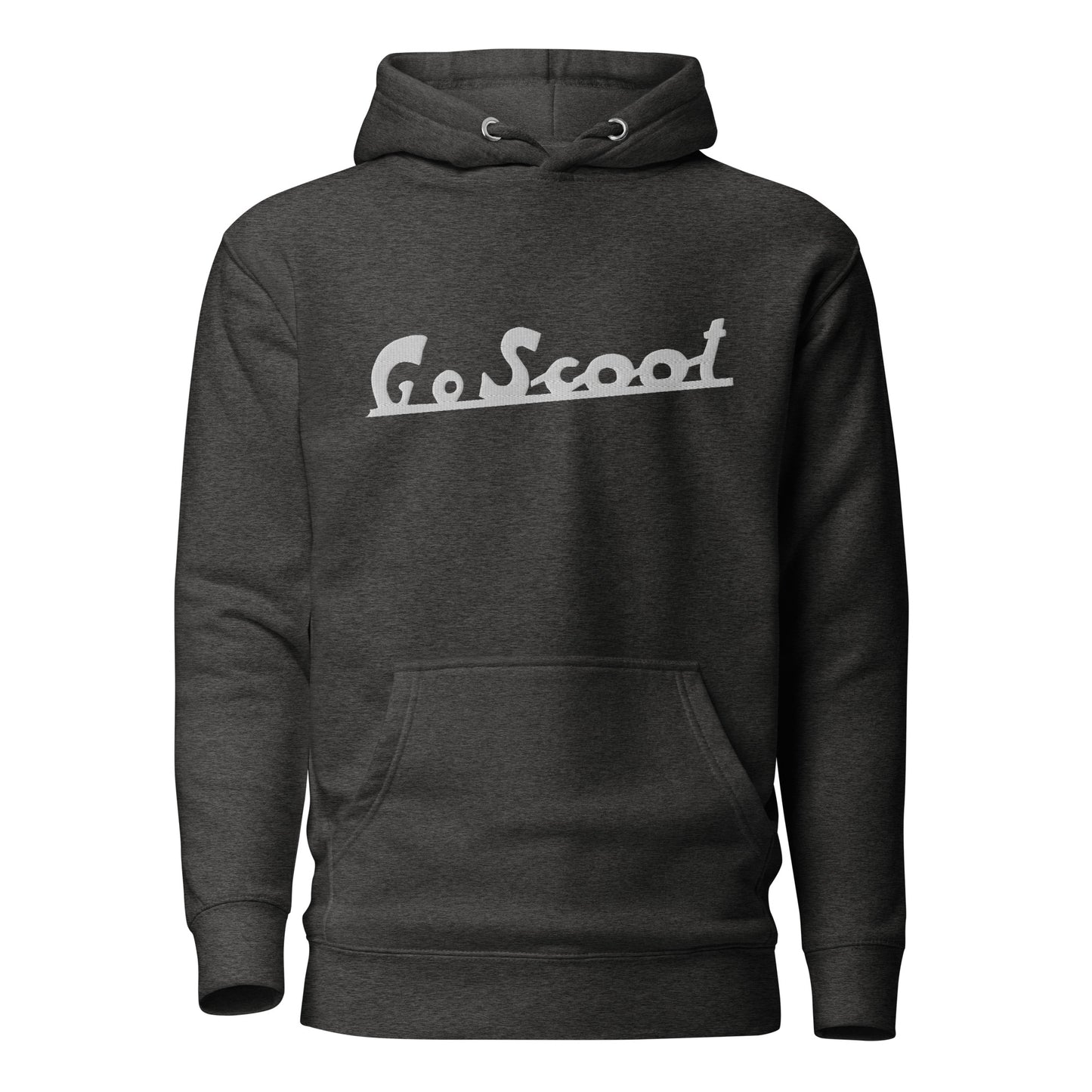 Unisex white embroidery "Go Scoot" hoodie